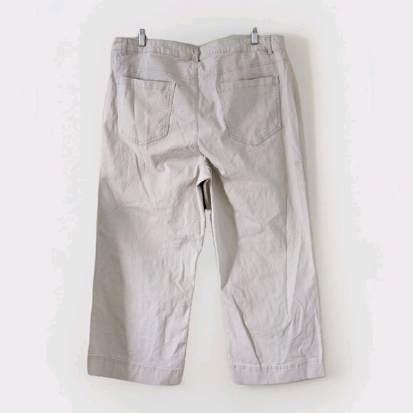 Old Navy Pants Womens 18 Beige Twill Cotton Stretch High Waist Wide Leg Coastal - Picture 2 of 16